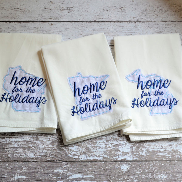Home For The Holidays Blue State Tea Towel - All 50 States