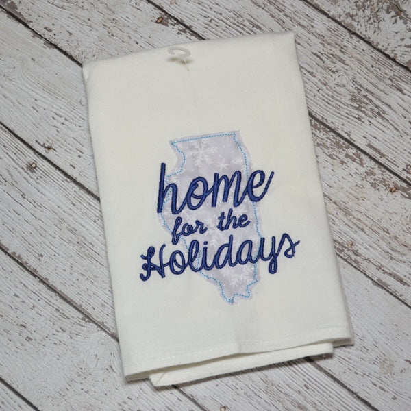 Home For The Holidays Blue State Tea Towel - All 50 States