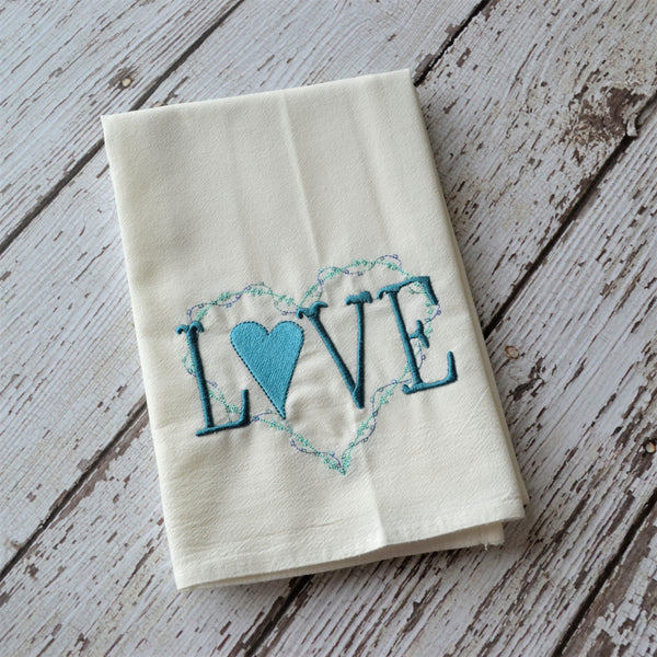 LOVE heart Floursack Towel - Valentine's Day