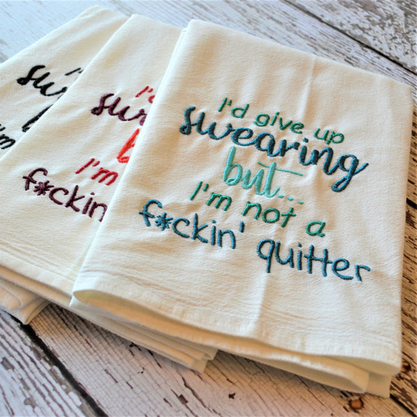 Quit Swearing Tea Towel