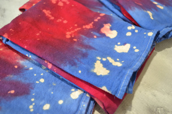 Red White & Blue Floursack Towel, Hand-dyed