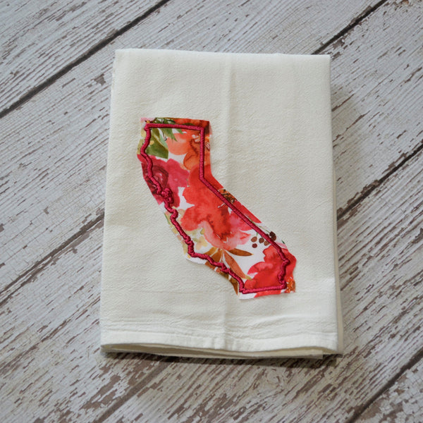 LIMITED! ONLY 8 LEFT! Fall Flowers State 30x30 Tea Towel - All 50 States Available