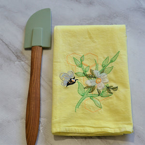 Spring Busy Bee Tea Towel - White or Yellow