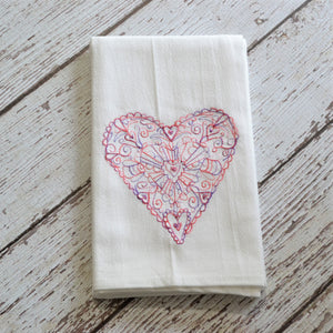 NEW! Lace Heart Tea Towel - Valentine's Day