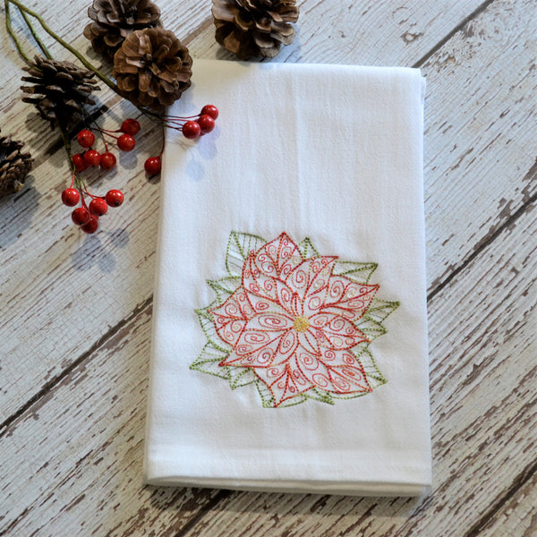 NEW! Lace Poinsettia Tea Towel - Christmas