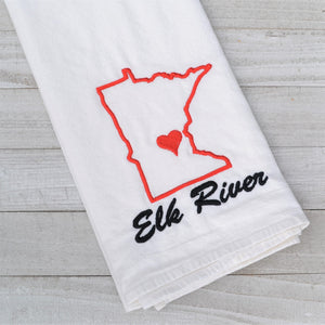 Elk River Tea Towel - Black and Red
