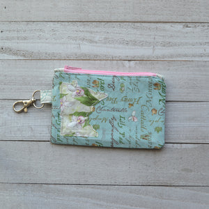 Minnesota Coin Purse - Blue with Lady Slippers MN (Pink Zipper)