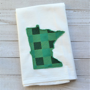 State Plaid Tea Towel - Embroidered Plaid - GREEN