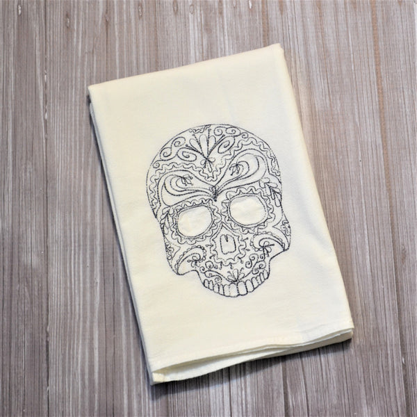 Lace Skulls Tea Towel