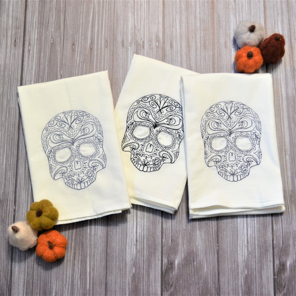 Lace Skulls Tea Towel