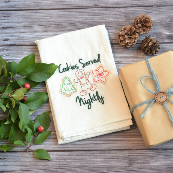 Cookies Served Nightly Tea Towel - Christmas