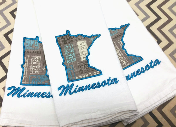 I Love Minnesota Tea Towel - License Plates Minnesota