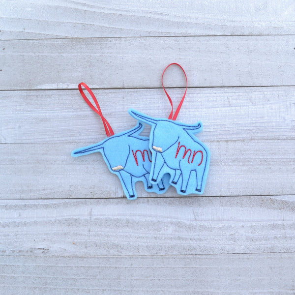 MN Blue Ox Felt Ornament - Babe the Blue Ox